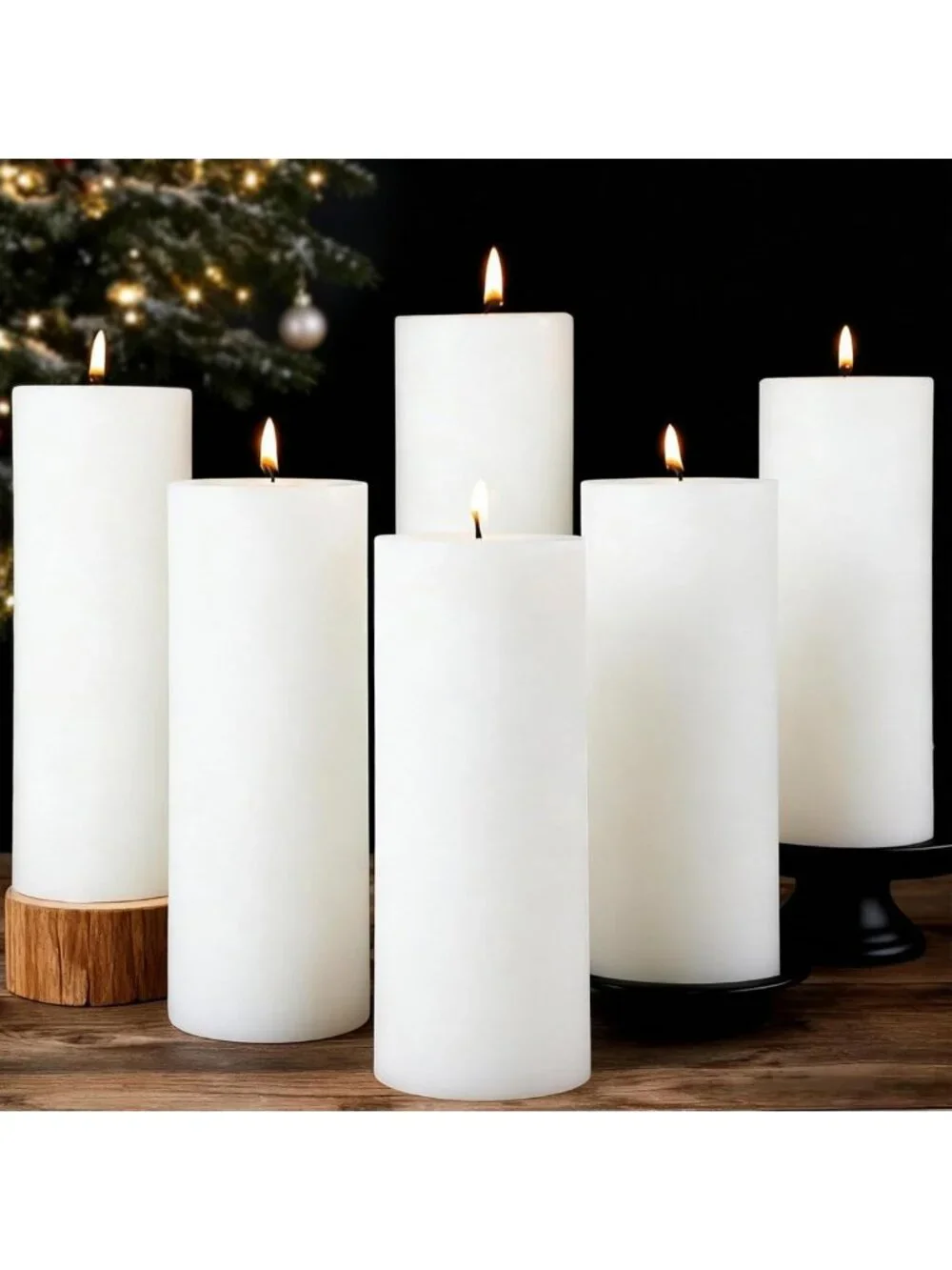 Set of 6 White Pillar Candles, 2.8x8 Inch Unscented, Perfect for Home Decor